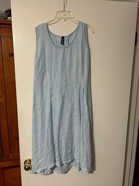 Light Blue Sleeveless Midi Dress - Relaxed A-Line